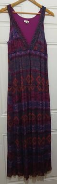 Weston usa womens xlarge maxi dress purple batik coastal purple tiered tulle